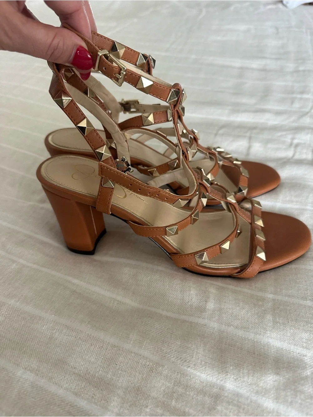 Jessica Simpson Studded Strappy Block Heel Sandals - Never Worn
